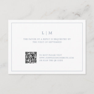 Einfache Hochzeitsstimmung mit dunkelblauem QR-Cod RSVP Karte