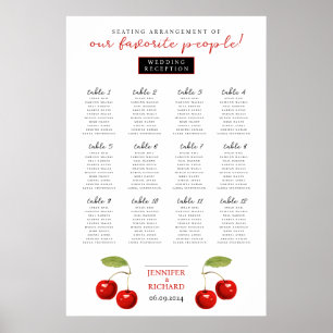 Einfache Hochzeitstabelle für moderne Rote Kirsche Poster