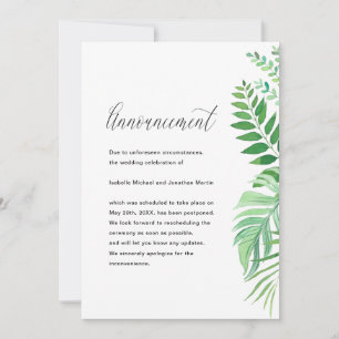 Einfache Hochzeitsverschiebungsankündigung mit Blä Ankündigung