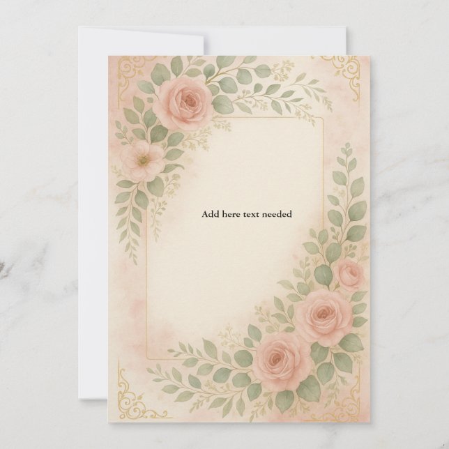 Einfache Hochzeitsvorlage  Einladung (Rückseite)