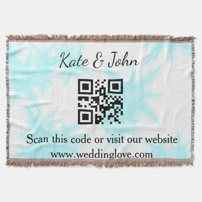 Einfache Hochzeitswebsite, q r Code Throw Blanket Decke (Vorderseite)