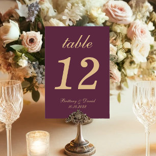 Einfache Hochzeitswein Farbe Gold Schrift Calligra Tischnummer