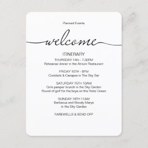 Einfache Hochzeitswochenende - Begrüßungsbeutel Begleitkarte