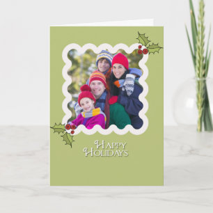 EINFACHE HOLLY CHRISTMAS CARD-12x18 Feiertagskarte