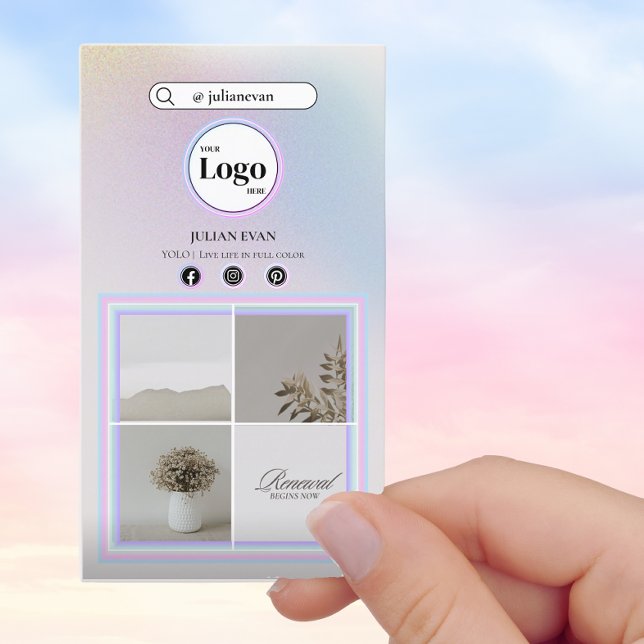 Einfache Holografische Aura Instagramm-FotoCollage Visitenkarte (Von Creator hochgeladen)