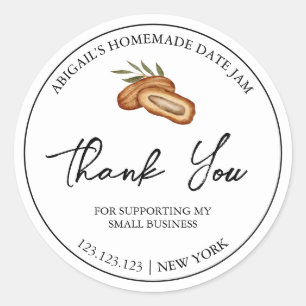 Einfache Homemade Date Jam Danke Label Runder Aufkleber