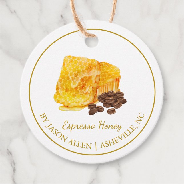 Einfache Honeycomb Espresso infused Honey Hang Tag Geschenkanhänger (Vorderseite)