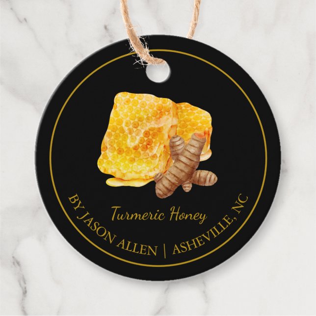Einfache Honeycomb Turmeric Infused Honey Hang Tag Geschenkanhänger (Vorderseite)