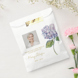 Einfache Hortensien-Foto-Trauer-Samen Geschenktütchen