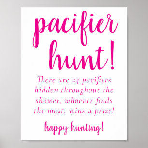Einfache Hot Pink-Schnuller-Jagd   Magenta Party G Poster