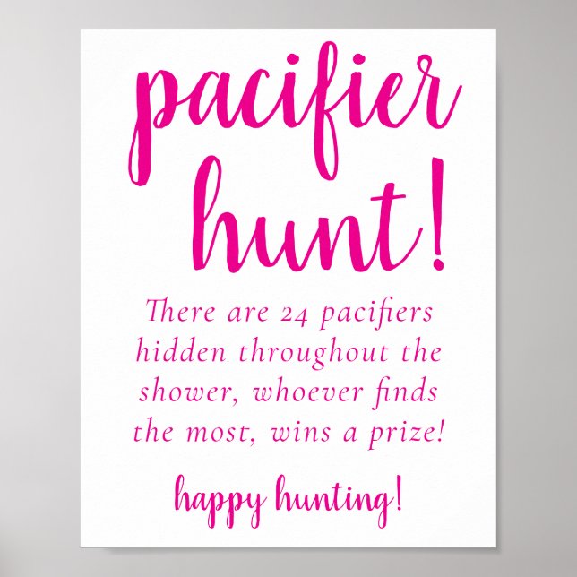 Einfache Hot Pink-Schnuller-Jagd | Magenta Party G Poster (Vorne)