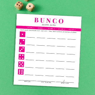 Einfache Hot-Pink- und White-Bunco-Punktkarte Notizblock