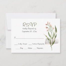 Einfache Hübsch-Pink-Aquarellfarben-Blume mit RSVP