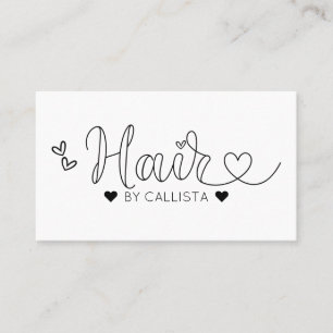 Einfache Hübsche Schwarz-weiß Hearts Typografie Ha Visitenkarte