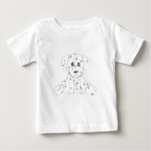 einfache Hundedarstellung für Kinder schwarz weiß Baby T-shirt