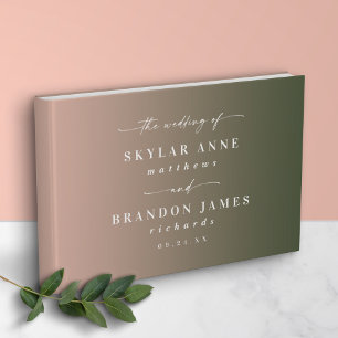 Einfache Hunter Green & Blush Pink Ombre Wedding Gästebuch