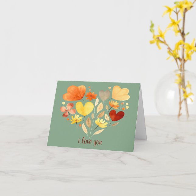 EINFACHE "I LIEBE YOU" KLASSIC FLORAL HEART FORM KARTE (Gelbe Blume)