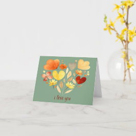 EINFACHE "I LIEBE YOU" KLASSIC FLORAL HEART FORM KARTE