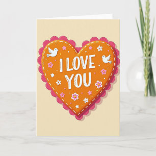 Einfache I Love You gestickte Karte