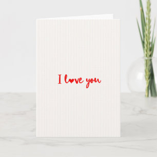 Einfache I Love You Pinstripe-Karte Karte