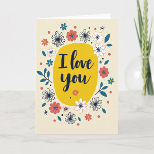 Einfache Ich liebe dich Blumenkarte Karte