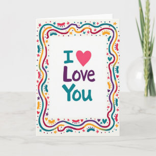 Einfache Ich liebe dich Doodle Karte