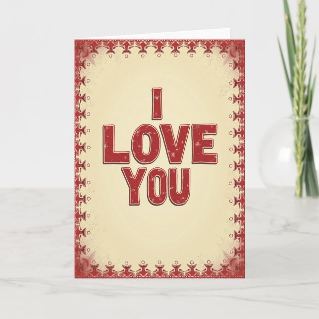 Einfache „Ich liebe dich“-Karte mit Muster Karte (Vorderseite)