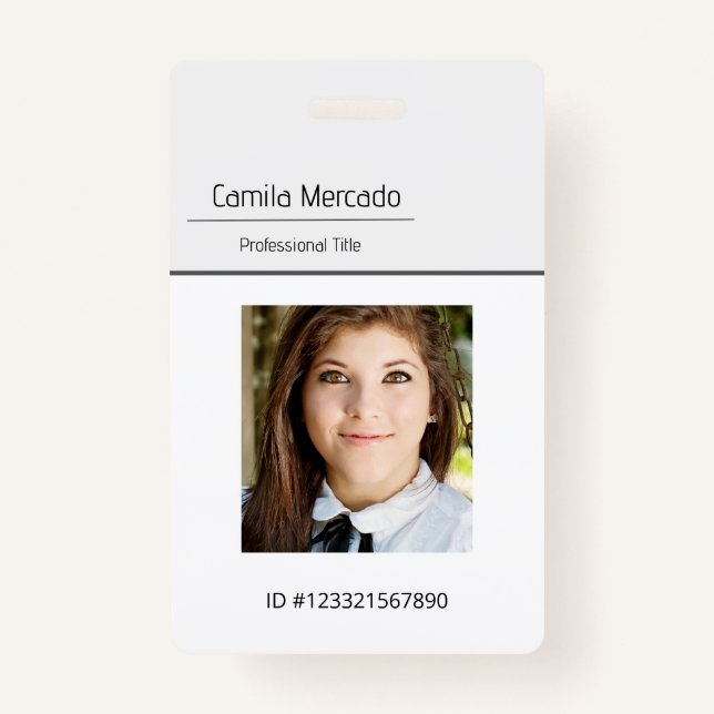 Einfache ID des Fotos "Clean Gray Template Employe Ausweis (Vorderseite)
