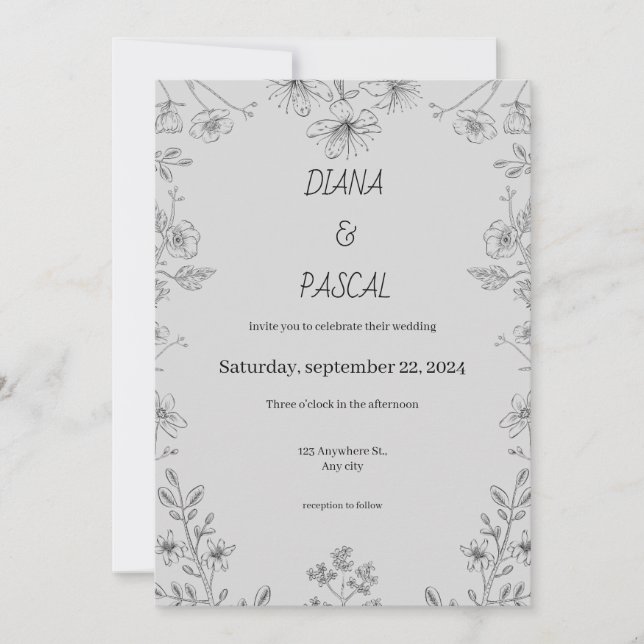 Einfache Illustration der Blumen Einladung (Vorderseite)