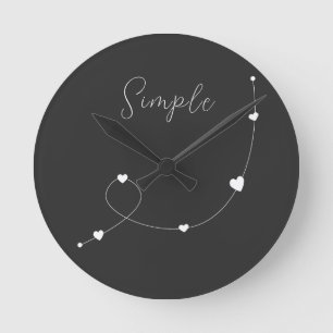 Einfache Illustration mit Herzen im minimalistisch Runde Wanduhr