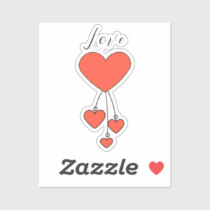 Einfache Illustration mit Scharlachtherzen Liebe Aufkleber