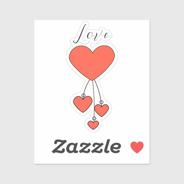Einfache Illustration mit Scharlachtherzen Liebe Aufkleber (Blatt)