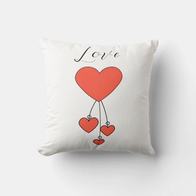 Einfache Illustration mit Scharlachtherzen Liebe Kissen (Vorderseite)