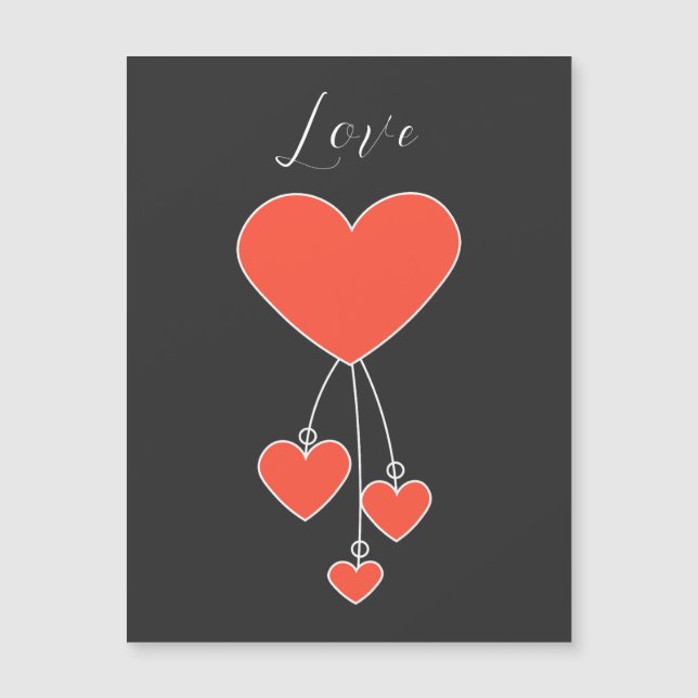 Einfache Illustration mit Scharlachtherzen "Liebe" Magnetkarte (Vorderseite)