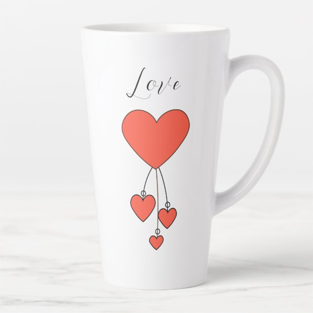 Einfache Illustration mit Scharlachtherzen Liebe Milchtasse (Rechts)