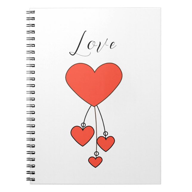 Einfache Illustration mit Scharlachtherzen Liebe Notizblock (Vorderseite)