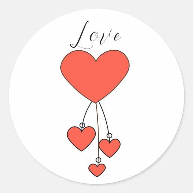 Einfache Illustration mit Scharlachtherzen Liebe Runder Aufkleber (Vorderseite)