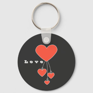 Einfache Illustration mit Scharlachtherzen "Liebe" Schlüsselanhänger