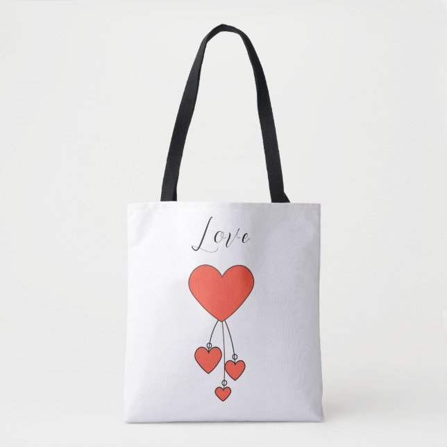 Einfache Illustration mit Scharlachtherzen Liebe Tasche (Vorderseite)