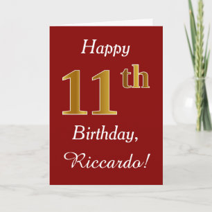 Einfache Imitate Gold 11. Geburtstag + Individuell Karte