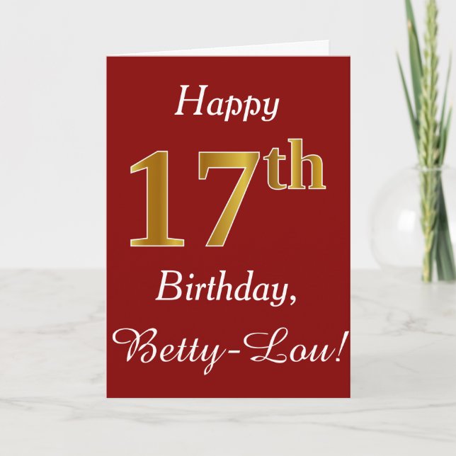 Einfache Imitate Gold 17. Geburtstag + Individuell Karte (Vorderseite)