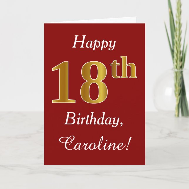 Einfache Imitate Gold 18. Geburtstag + Individuell Karte (Vorderseite)