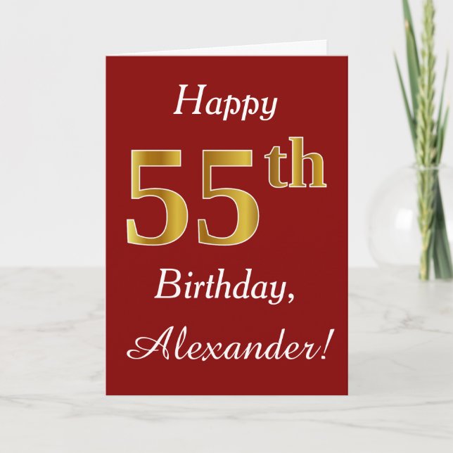 Einfache Imitate Gold 55. Geburtstag + Individuell Karte (Vorderseite)