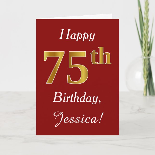 Einfache Imitate Gold 75. Geburtstag + Individuell Karte (Vorderseite)