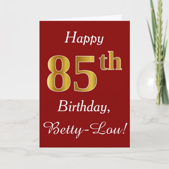 Einfache Imitate Gold 85. Geburtstag + Individuell Karte (Vorderseite)