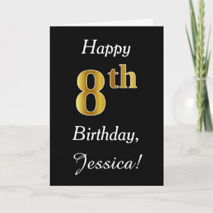 Einfache Imitate Gold 8. Geburtstag + Individuelle Karte