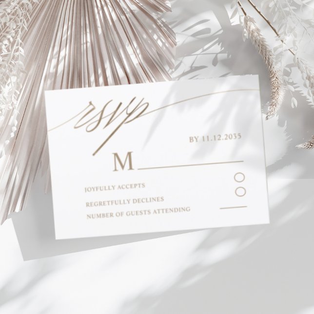 Einfache Imitate Gold Calligraphy Wedding RSVP Karte (Von Creator hochgeladen)