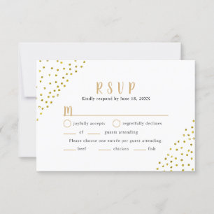 Einfache Imitate Gold Confetti Wedding RSVP + Eint
