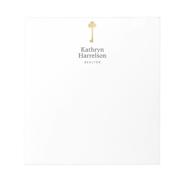 Einfache Imitate Gold Key Realtor-Logo Notizblock (Vorderseite)