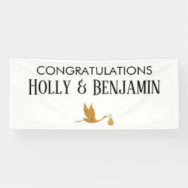 Einfache Imitate Gold Stork Herzlichen Glückwunsch Banner